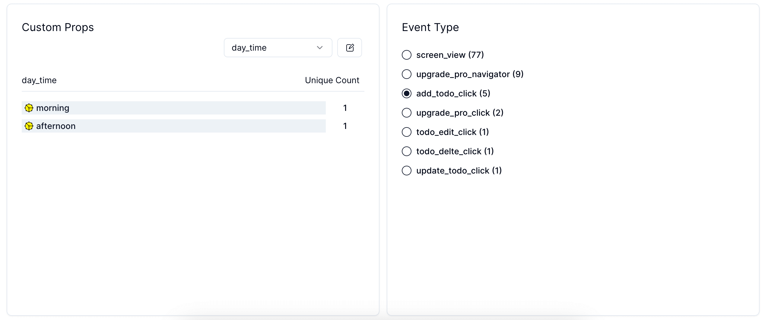 Ejemplo del panel de la aplicación 3